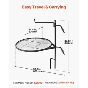 Heavy Duty Swivel Campfire Grill 24.4"-Portable Folding Steel <b>BBQ</b> <b>Grate</b> 360 Height Adjustable - Product Image 2