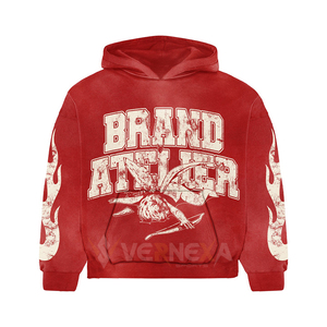 <b>Wholesale</b> Fashion <b>Flare</b> Baggy Sweat Suit Pullover Full Screen Printing Hoodie Athletics Street Wear ACID Wash 2 Pcs Tracksuit - Product Image 4