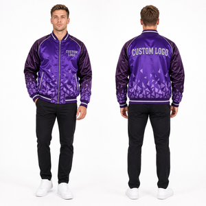 Veste en satin brodée pour homme, personnalisable, vente en gros, luxe, promotion d'équipe, marque privée, polyester et nylon matelassé, brillant et soyeux - Product Image 5