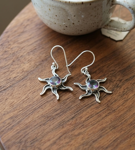 Pendientes de Topacio Místico con Forma de Gota de Sol, Plata de Ley 925, Chapados en Oro Amarillo y Oro Rosa, Joyería Boho Celestial Hecha a Mano, Regalo - Product Image 1