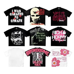 เสื้อยืดสตรีทแวร์ผ้าฝ้าย 100% คุณภาพสูง 280 แกรม พิมพ์ลายกราฟิกทรงโอเวอร์ไซส์ หนัก ทนทาน ซักย้อมสีแบบแอซิดวอช ตัดเย็บแบบครอป พิมพ์ลายตามสั่ง เสื้อยืดผู้ชาย - Product Image 1