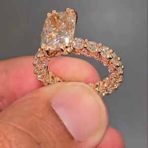 Sparkling Lab Grown Diamond Moissanite <b>Cross</b> <b>Ring</b> Rose Gold Plated Fashion Jewelry for Wedding and Engagement - Product Image 1