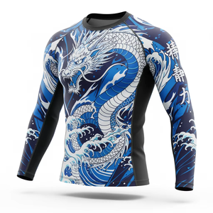 Service OEM, vente en gros, t-shirts de fitness JIU JITSU à séchage rapide, logo personnalisé imprimé, manches longues, BJJ pour hommes, rashguard BJJ - Product Image 4