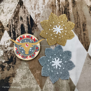High Quality New Design Embroidery <b>Beaded</b> <b>Coasters</b> Modern Style Customizable Color Logo Handmade Farman Handicraft Wholesale - Product Image 2