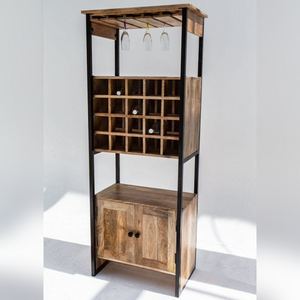 Meuble de bar à cocktails en bois Vandana Vesta Cresta, meuble de rangement moderne en bois massif pour la maison - Product Image 1