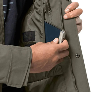 High Street Men's Coated Canvas Polyester High Quality Full Zip Windbreaker Custom Logo Waterproof <b>Rain</b> <b>Jacket</b> <b>Long</b> Sleeve - Product Image 4