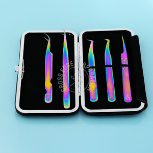 Best Multi-Function Lash Extension Tweezers 90 Degree Boot for Mega Volume Lashes Comfortable Stainless Steel and Fiber Tip - Product Image 1