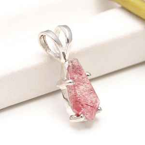 Colgante de Cuarzo Rosa Natural en Forma de Cometa, Plata de Ley 925, Minimalista, Hecho a Mano, Piedra Preciosa Rosa, Regalo de Joyería para Niños - Product Image 6
