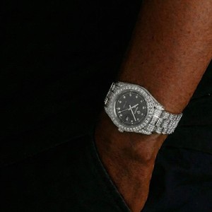 Reloj de Lujo con Diamantes Moissanite Brillantes, Diseño de Última Generación, 41 mm, Esfera de Oro Blanco, Caja de Acero Inoxidable, Movimiento de Cuarzo, Resistente al Agua - Product Image 2