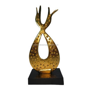Sculpture décorative en aluminium avec finition or et noir pour la décoration de la maison Sculpture en métal Diwali Articles de cadeau - Product Image 3