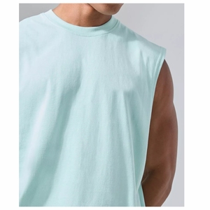 Camiseta sin Mangas para Hombre, de Primera Calidad, Transpirable, de Poliéster/Algodón, Diseño Sólido, Estilo Casual, Tejido Resistente, a la Moda - Product Image 4