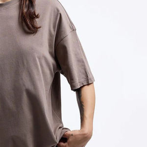 Women Oversized Crew Neck T-Shirt Solid Color 100% Cotton Loose Fit Short Sleeve Breathable All Seasons Jersey Knit - Product Image 6