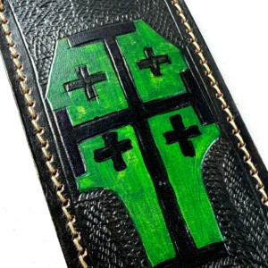 Funda de cuero pintada a mano de alta calidad, hecha en fábrica, para cuchillos de hoja fija. - Product Image 3