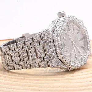 Bestselling Luxury <b>Automatic</b> Stainless Steel <b>Wristwatch</b> for Men High Quality Analog Moissanite Diamond Glass 41mm Fully Iced Hip - Product Image 5