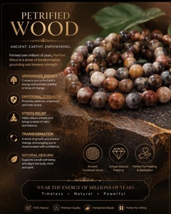 Perles rondes en bois pétrifié naturel |   Cristal de bois véritable |   Perles lâches polies pour bracelet et collier - Product Image 1