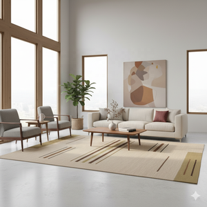 Tapis Dhurrie en laine à tissage plat moderne | Tapis Kilim géométrique tissé à la main en terre cuite, marron et beige - Product Image 1