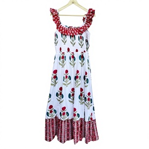 ชุดเดรสแขนกุดยาวพิมพ์ลายฤดูร้อนเดรสมิดิเดรสสั้นผ้าฝ้ายเดรสชายหาดสไตล์โบฮีเมียนเก๋ๆคลุมฤดูร้อน - Product Image 1