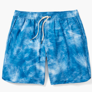 Shorts de Baño para Hombre, Tie Dye Azul, Cintura Media, Cordón Ajustable, Secado Rápido, Casual, Tejido de Poliéster - Product Image 3