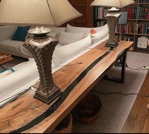 TIMELESS <b>CRAFT</b> Midnight River Live Edge Epoxy Console Table Natural Walnut Wood Handmade Luxury Eco-Friendly Durable Modern - Product Image 1