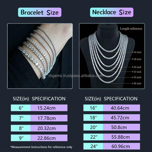 Colliers en or plaqué avec diamants certifiés IGI, chaînes fines hip-hop, chaînes tennis tendance pour hommes, chaînes en argent sterling 925 avec pierres précieuses RB - Product Image 3
