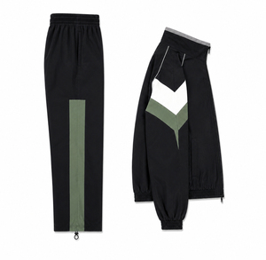 <b>Mens</b> Lightweight Nylon Jogging Tracksuit Set Zip <b>Jacket</b> Elastic <b>Track</b> Pants Sportswear Fitness Training Outfit Casual Activewear - Product Image 2