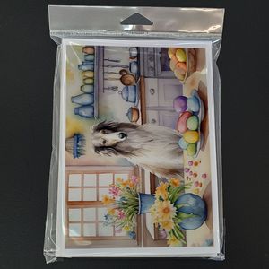 Whimsical Easter Borzoi Tarjetas de felicitación Paquete de 8 A7 Tamaño 5x7 Tarjetas de notas en blanco con sobres para decorar para las vacaciones. - Product Image 3