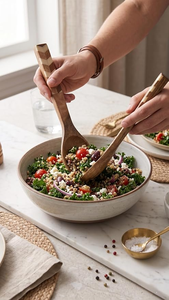Eco-Friendly 2-Piece <b>Wood</b> Spoon Handle Mixing Fork and Spoon Serving Utensils <b>Set</b> FAIZA CRAFT Dishwasher Safe Hand Wash Only - Product Image 5