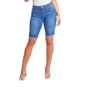 Precio al por mayor de las mujeres de tela vaquera corta de algodón Jeans Retro Washed Distressed Denim Pantalones cortos de las mujeres Pantalones DE EXPORTACIÓN DE BD - Product Image 1