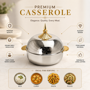 Casserole isotherme à double paroi en acier inoxydable de qualité supérieure avec poignées dorées, bol de service de qualité alimentaire pour la cuisine à domicile - Product Image 5