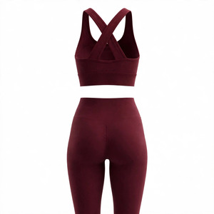 Women's Custom Color Crisscross Strap Yoga Set <b>Crop</b> Top High Waist Breathable Front Logo Shorts <b>Leggings</b> 2-Piece - Product Image 2