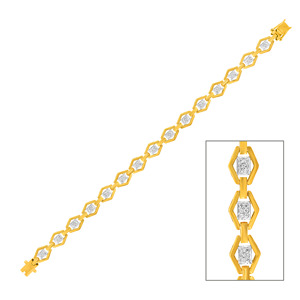 Pulsera Clásica Entrelazada con Diamantes Cultivados en Laboratorio de Oro Amarillo de 14K, Corte Brillante, Diseño Halo, Lujo y Radiante - Product Image 1