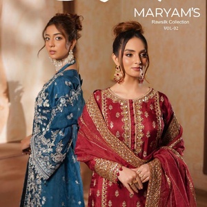 Ensemble Salwar Kameez en soie brute sans plis pour femme BEKHUDI VOl-2, robe traditionnelle indienne pakistanaise brodée, dupatta, pour mariage et fête - Product Image 1