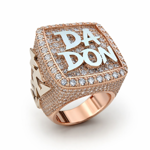 Bague de Fiançailles et d'Anniversaire de Mariage en Argent 925 Plaqué Rhodium Style Hip-Hop de Luxe, Lettre Initiale Personnalisée, Sertie de Moissanite Pavée - Product Image 1