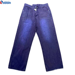 Prix abordable Streetwear Jeans empilés pour homme, taille haute élastique, coupe baggy, jambe large, coupe droite longue, délavé - Product Image 3