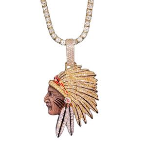 Pendentif visage en argent sterling S925 plaqué or personnalisé Hip Hop avec moissanite VVS et émail, collection unisexe glacée, bijoux Reapers - Product Image 1