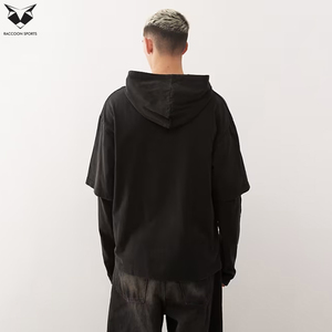 Premium Double Layered Hoodies, Soft Cotton & <b>Fleece</b> Sweatshirts Custom Printing Service Available <b>Black</b> Color Men Hooded - Product Image 3