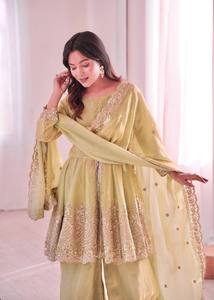 Vestido Sharara Bordado para Mujer, con Lentejuelas de Seda, Traje Tradicional Indio para Bodas y Fiestas - Product Image 6