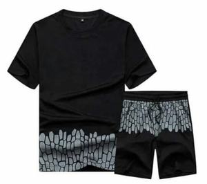 Ensemble de survêtement personnalisé pour hommes en polyester/coton, col rond, manches courtes, 2 pièces, léger et respirant, t-shirt d'été - Product Image 1