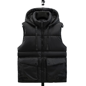 2025 nouveau dans hommes rembourré gilet à capuche fermeture éclair sans manches veste mâle automne Cargo coton vers le bas chaud amovible capuche gilet hiver - Product Image 6