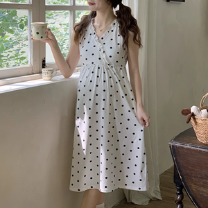 Vestido Maxi de Gasa para Mujer, Estampado Bohemio Casual de Verano, Ecológico, Transpirable, con Cuello en V, Teñido Liso, Sexy y Dulce, con Aberturas y Estampados, Ideal para la Playa - Product Image 1