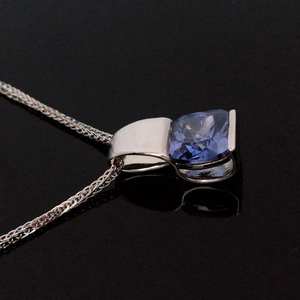 Collar minimalista de tanzanita, colgante de plata, regalo de aniversario o cumpleaños para mujer, joyería con piedras preciosas - Product Image 4