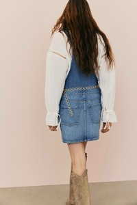 Salopette en jean pour femme de style vintage, bretelles réglables, coupe ajustée, douce et confortable, tenue décontractée streetwear - Product Image 3