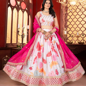 Latest Women Traditional Wedding Diwali Party Wear Butterfly Net Lehenga Choli <b>Sequins</b> Embroidery Work Recycled <b>Materials</b> - Product Image 1