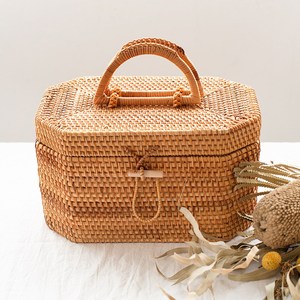 High quality rattan picnic <b>suitcase</b> basket outdoor lunch dinner organiser wicker hamper baskets - Product Image 4