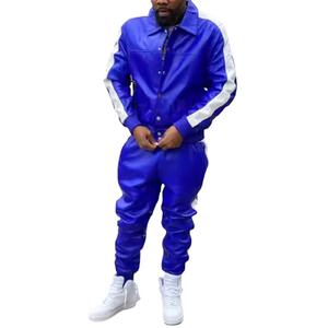 Ensemble de survêtement en cuir imprimé de qualité supérieure, unisexe, avec logo personnalisé, veste et pantalon, style streetwear décontracté, service d'échantillons OEM ODM en usine - Product Image 1