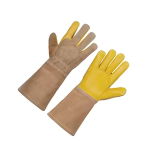 Holy Signs International HSI-1451 Heavy Duty Leather Welding <b>Gloves</b> Cotton Liner Heat Resistant Reinforced Palm <b>Long</b> Stick TIG - Product Image 6