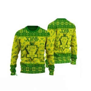 Chi Eta Phi Gray Yellow Letter <b>Fleece</b> <b>Zipper</b> Pullover Sweatshirt Crew Neck Regular Fit Knitted Cotton Men Casual Winter Wear - Product Image 3