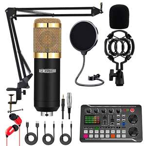 Paquete de Micrófono para Juegos y Podcast con Micrófono de Condensador, Cambiador de Voz y Mezclador de Audio para Grabación Vocal en Estudio - Product Image 1