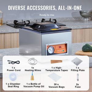 Sigillatrice Sottovuoto Compatta da 260W con Spina USA, Macchina per Confezionamento Sottovuoto in Plastica per Alimenti Umidi, Carni, Marinature, Tipo a Camera 1 - Product Image 5
