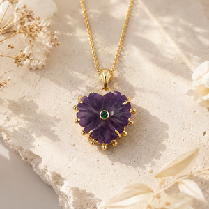 Heart Carved Gemstone Lepidolite With <b>Emerald</b> 18k Gold Plated Claw Setting Chain <b>Pendant</b> Wholesale Jewelry Gift For Birthday - Product Image 4